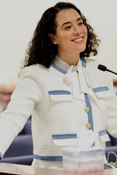 Senator Calatayud speaking at the State Capitol